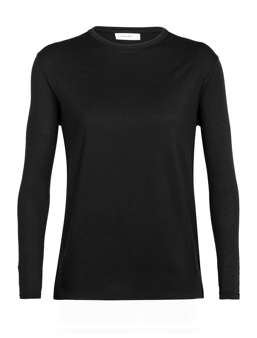 Black Women's Icebreaker Merino Granary T-Shirt Long Sleeve | USA 1639GSOL